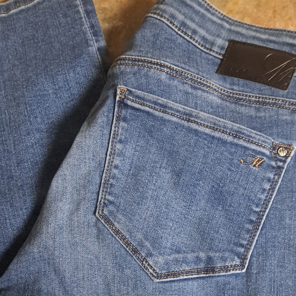 Classic Blue Jeans with Subtle Fading and Twill Weave